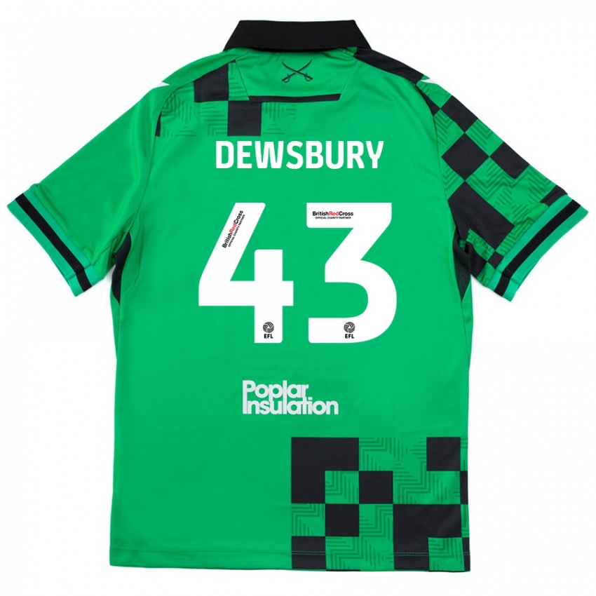 Niño Camiseta Ollie Dewsbury #43 Verde Negro 2ª Equipación 2024/25 La Camisa Perú