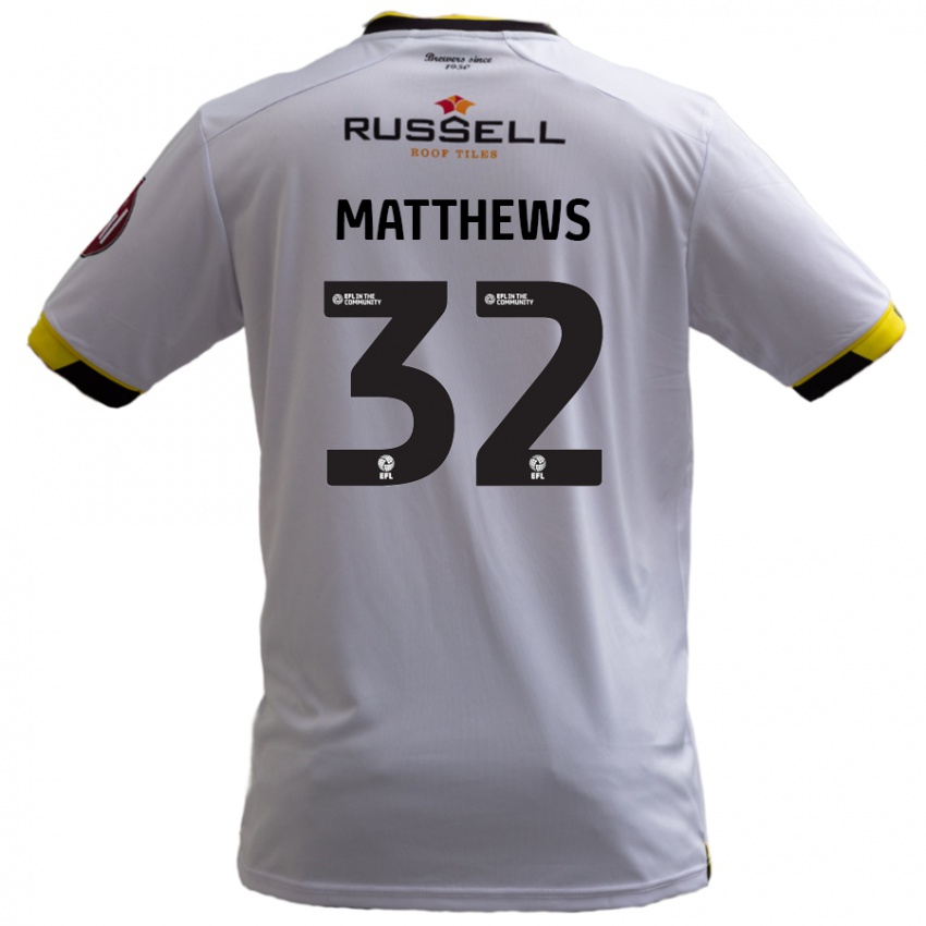 Niño Camiseta Daniel Matthews #32 Blanco 2ª Equipación 2024/25 La Camisa Perú