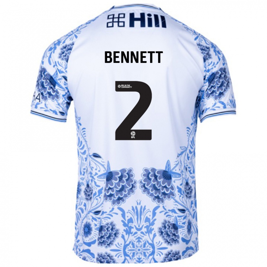 Niño Camiseta Liam Bennett #2 Blanco Azul 2ª Equipación 2024/25 La Camisa Perú