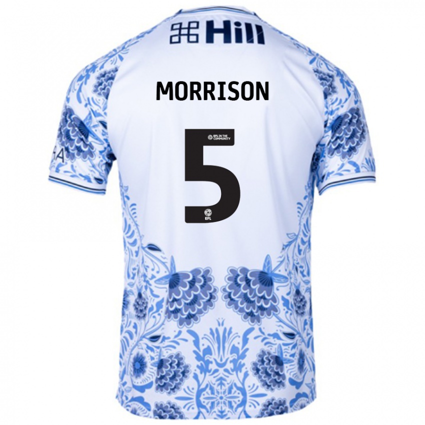 Niño Camiseta Michael Morrison #5 Blanco Azul 2ª Equipación 2024/25 La Camisa Perú