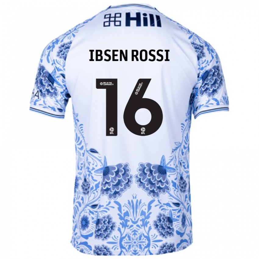 Niño Camiseta Zeno Ibsen Rossi #16 Blanco Azul 2ª Equipación 2024/25 La Camisa Perú