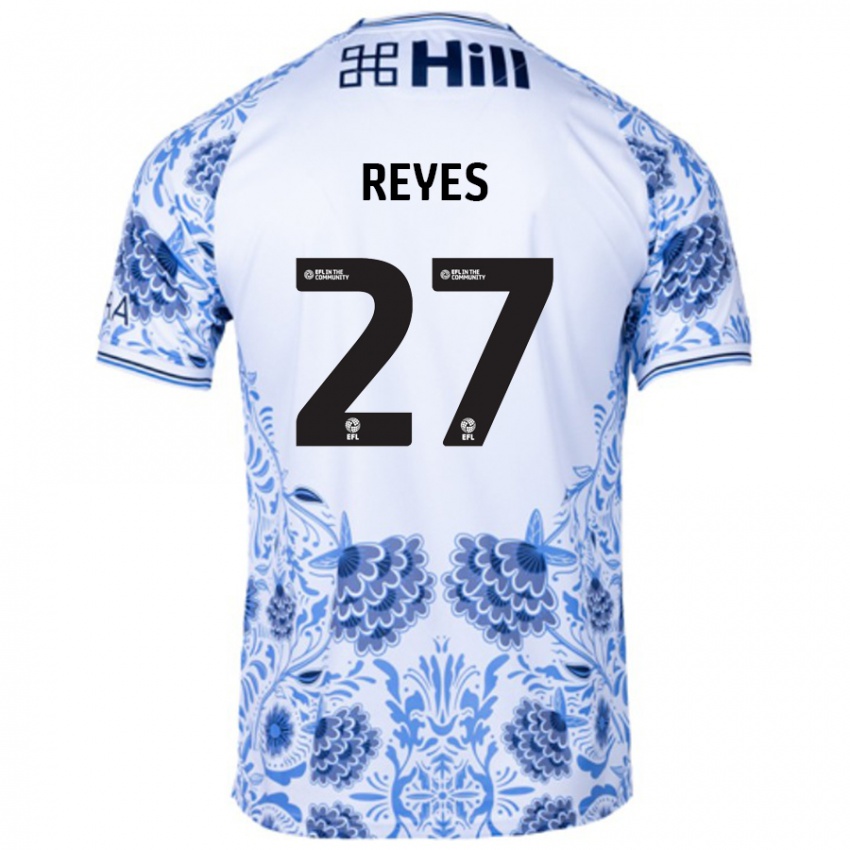 Niño Camiseta Vicente Reyes #27 Blanco Azul 2ª Equipación 2024/25 La Camisa Perú