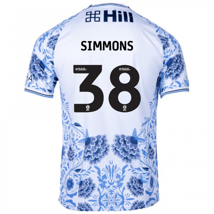 Niño Camiseta Bella Simmons #38 Blanco Azul 2ª Equipación 2024/25 La Camisa Perú