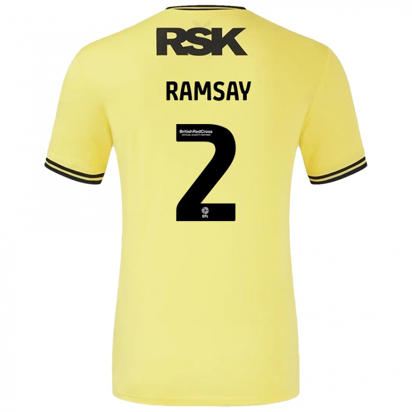 Niño Camiseta Kayne Ramsay #2 Amarillo Negro 2ª Equipación 2024/25 La Camisa Perú