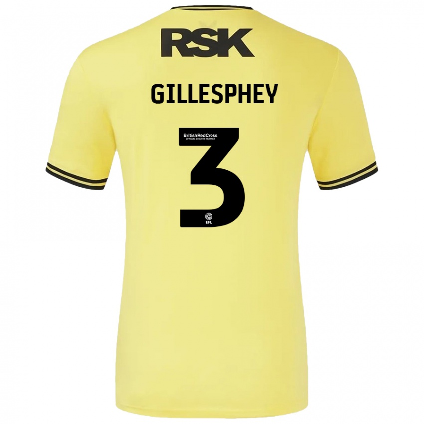 Niño Camiseta Macaulay Gillesphey #3 Amarillo Negro 2ª Equipación 2024/25 La Camisa Perú