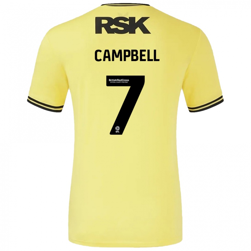 Niño Camiseta Tyreece Campbell #7 Amarillo Negro 2ª Equipación 2024/25 La Camisa Perú