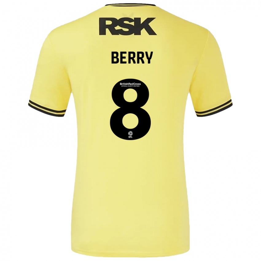 Niño Camiseta Luke Berry #8 Amarillo Negro 2ª Equipación 2024/25 La Camisa Perú