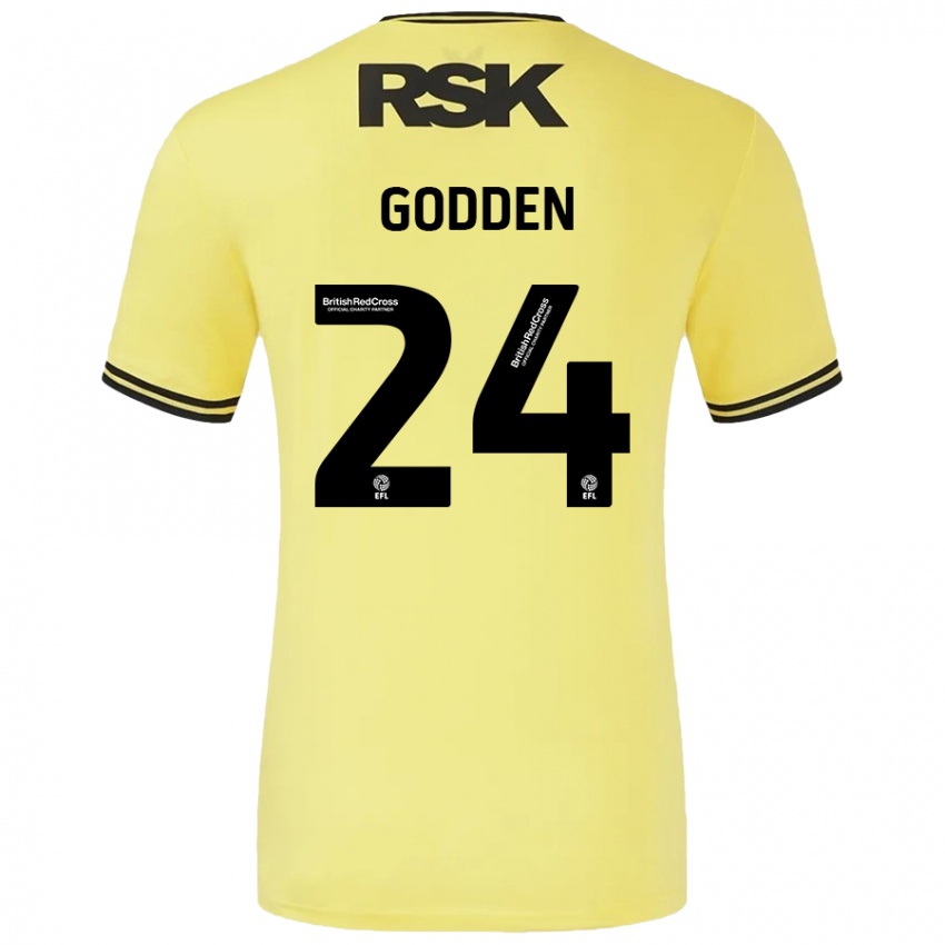 Niño Camiseta Matt Godden #24 Amarillo Negro 2ª Equipación 2024/25 La Camisa Perú