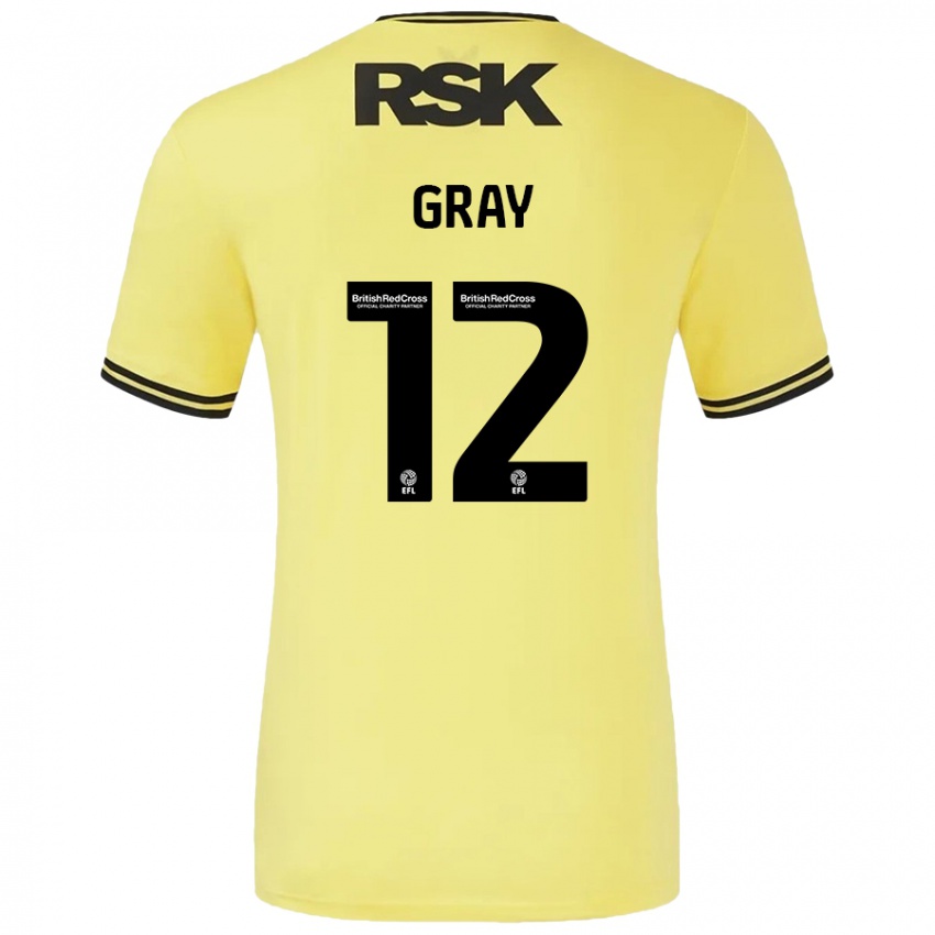 Niño Camiseta Jessica Gray #12 Amarillo Negro 2ª Equipación 2024/25 La Camisa Perú