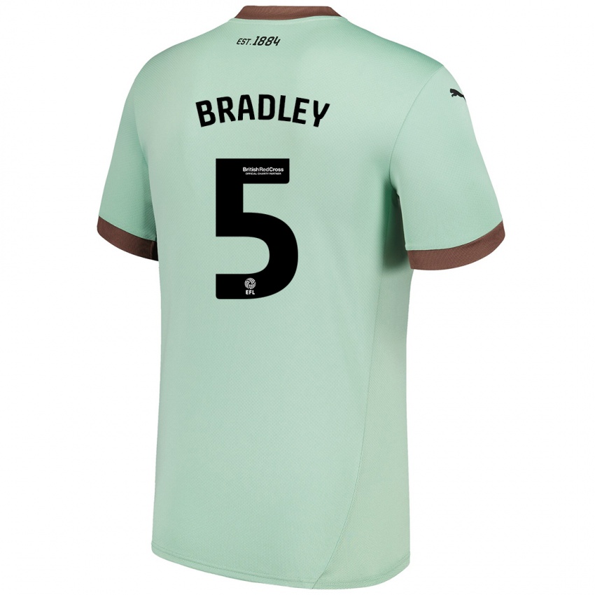 Niño Camiseta Sonny Bradley #5 Verde Pálido 2ª Equipación 2024/25 La Camisa Perú