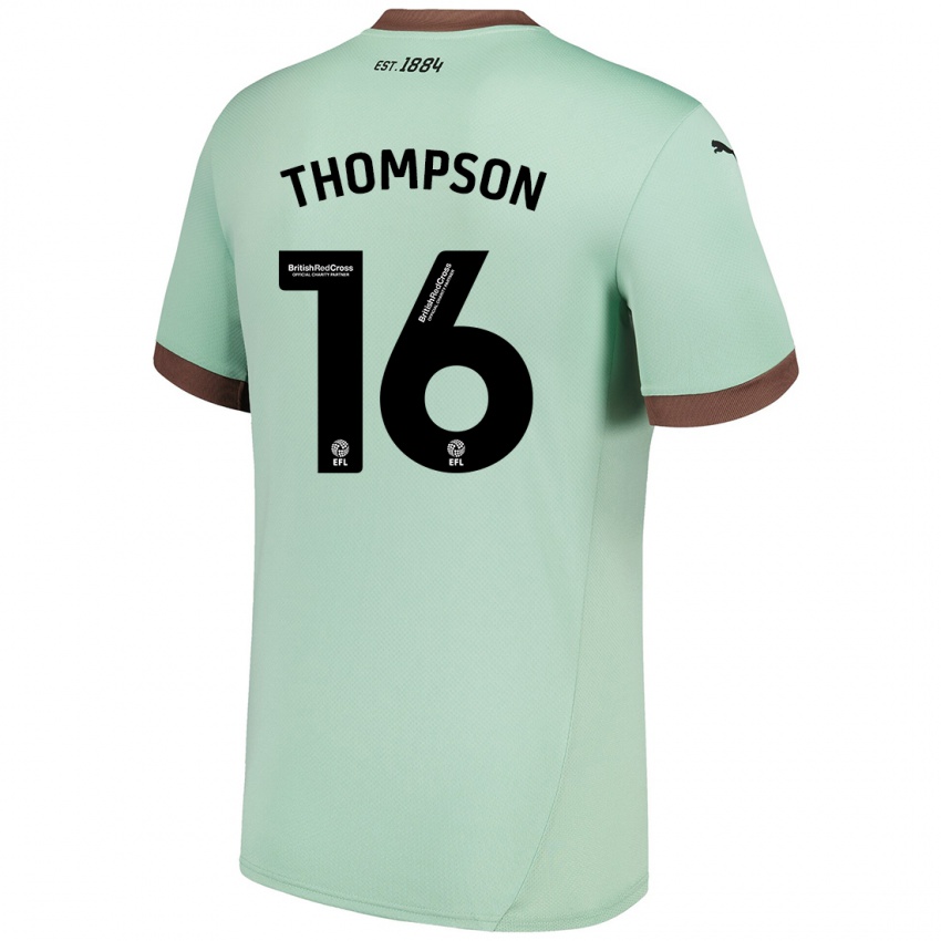 Niño Camiseta Liam Thompson #16 Verde Pálido 2ª Equipación 2024/25 La Camisa Perú