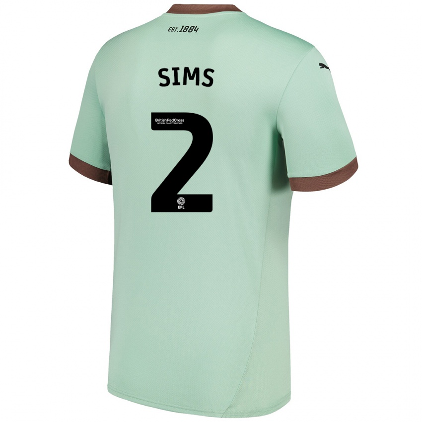 Niño Camiseta Amy Sims #2 Verde Pálido 2ª Equipación 2024/25 La Camisa Perú