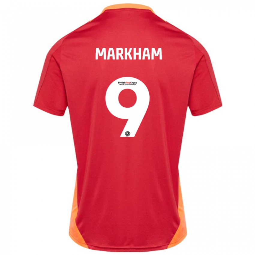 Niño Camiseta Jenna Markham #9 Azul Blanquecino 2ª Equipación 2024/25 La Camisa Perú