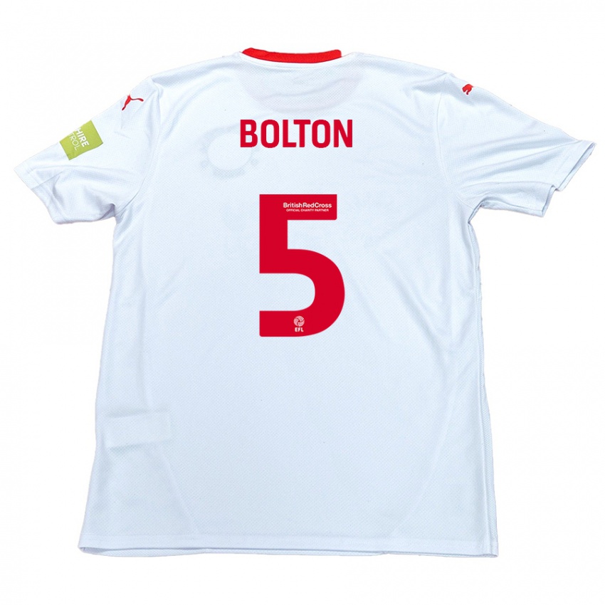 Niño Camiseta James Bolton #5 Blanco 2ª Equipación 2024/25 La Camisa Perú