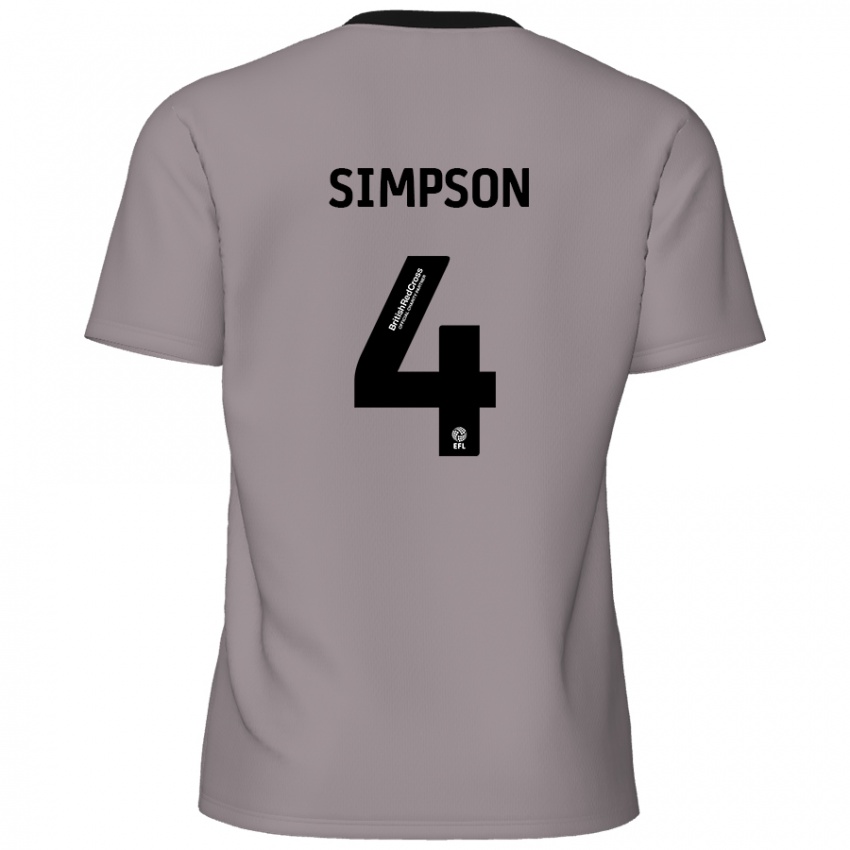 Niño Camiseta Jack Simpson #4 Gris 2ª Equipación 2024/25 La Camisa Perú