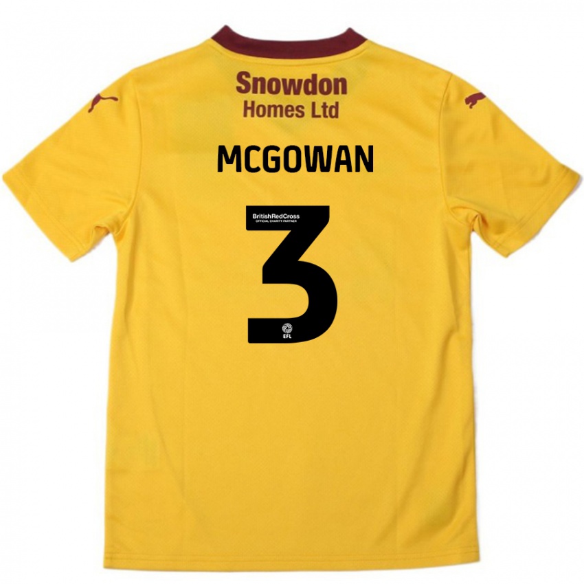 Niño Camiseta Aaron Mcgowan #3 Naranja Borgoña 2ª Equipación 2024/25 La Camisa Perú