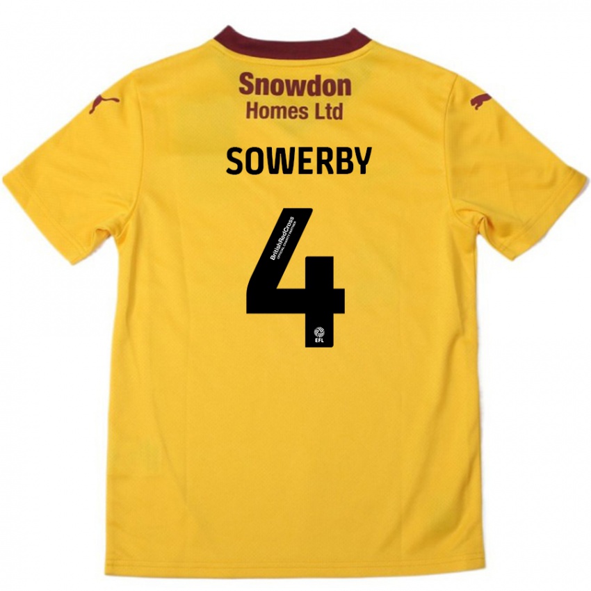 Niño Camiseta Jack Sowerby #4 Naranja Borgoña 2ª Equipación 2024/25 La Camisa Perú