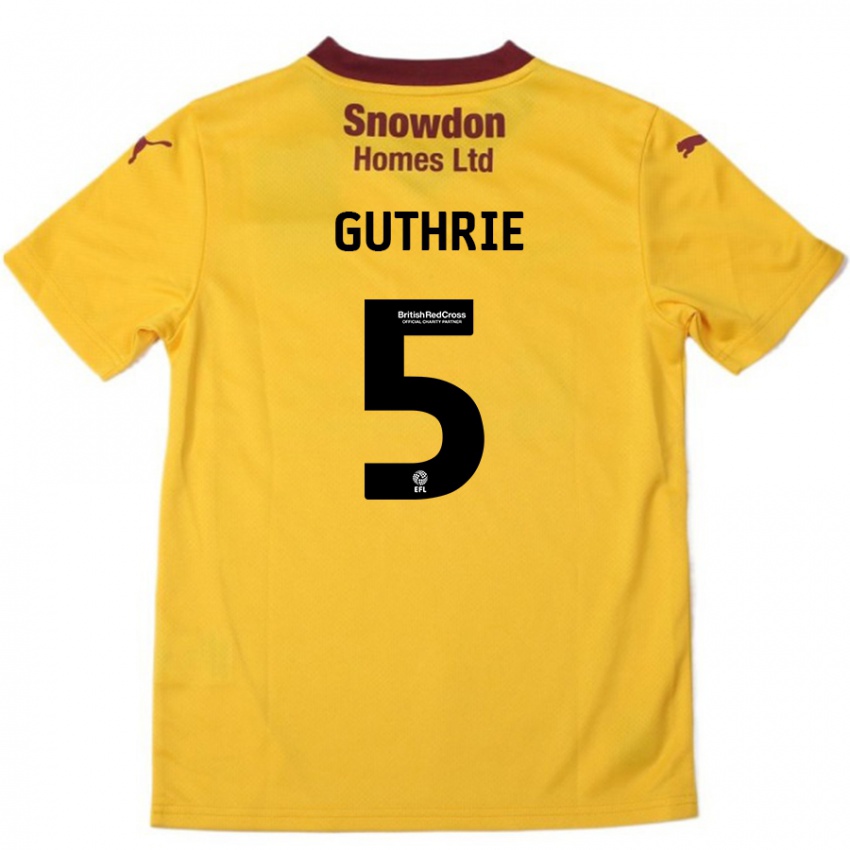 Niño Camiseta Jon Guthrie #5 Naranja Borgoña 2ª Equipación 2024/25 La Camisa Perú