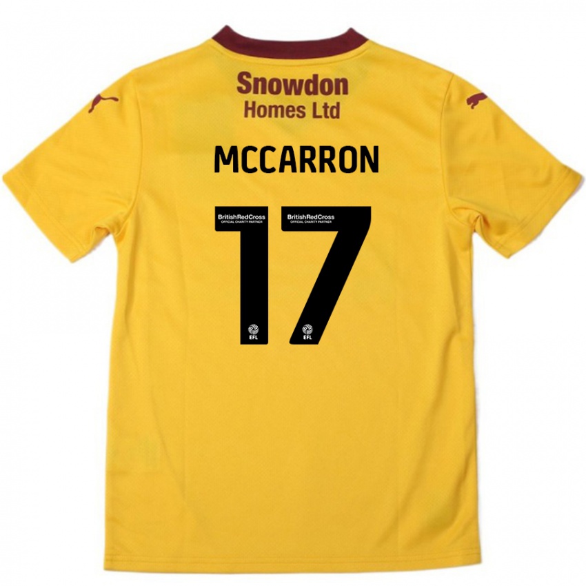 Niño Camiseta Liam Mccarron #17 Naranja Borgoña 2ª Equipación 2024/25 La Camisa Perú