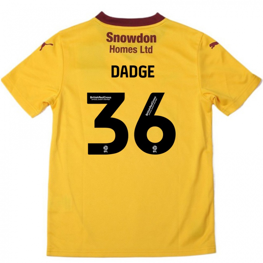 Niño Camiseta James Dadge #36 Naranja Borgoña 2ª Equipación 2024/25 La Camisa Perú