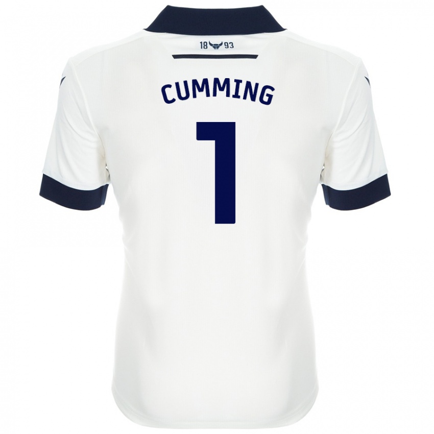 Niño Camiseta Jamie Cumming #1 Blanco Azul Marino 2ª Equipación 2024/25 La Camisa Perú