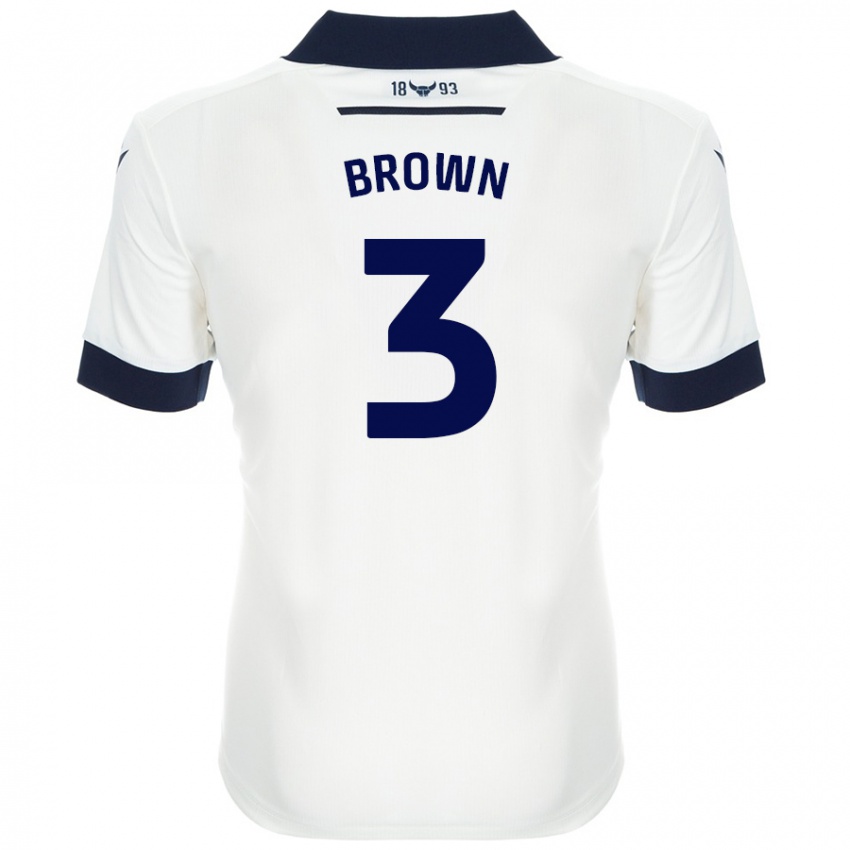 Niño Camiseta Ciaron Brown #3 Blanco Azul Marino 2ª Equipación 2024/25 La Camisa Perú