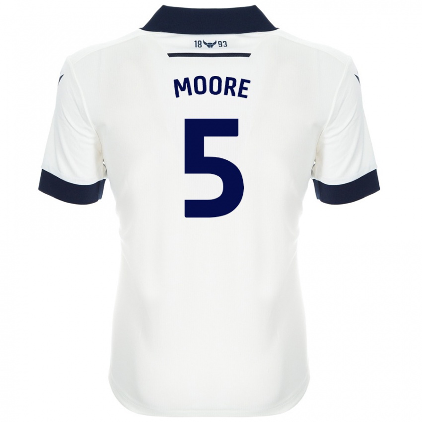 Niño Camiseta Elliott Moore #5 Blanco Azul Marino 2ª Equipación 2024/25 La Camisa Perú