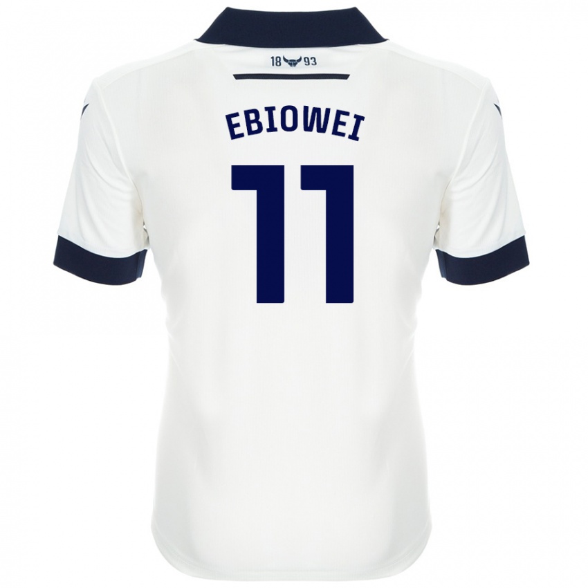 Niño Camiseta Malcolm Ebiowei #11 Blanco Azul Marino 2ª Equipación 2024/25 La Camisa Perú