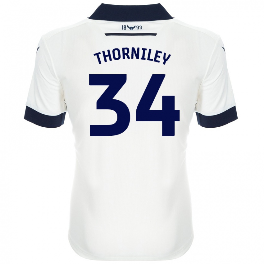 Niño Camiseta Jordan Thorniley #34 Blanco Azul Marino 2ª Equipación 2024/25 La Camisa Perú