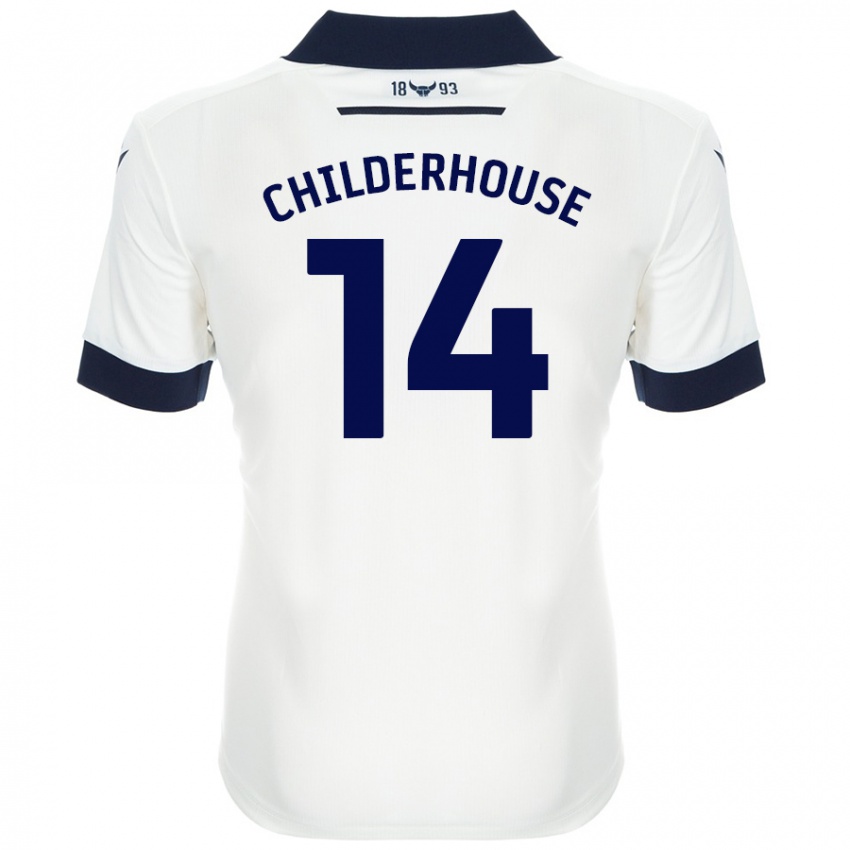 Niño Camiseta Molly Childerhouse #14 Blanco Azul Marino 2ª Equipación 2024/25 La Camisa Perú