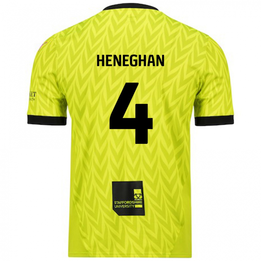 Niño Camiseta Ben Heneghan #4 Verde Fluorescente 2ª Equipación 2024/25 La Camisa Perú