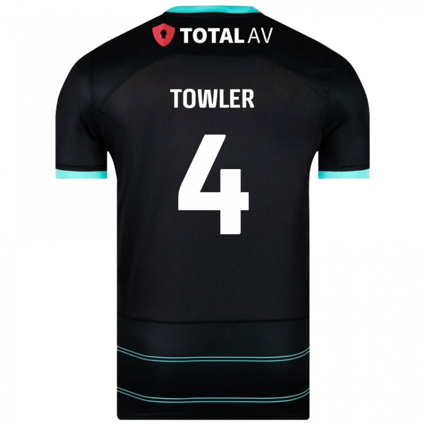 Niño Camiseta Ryley Towler #4 Negro 2ª Equipación 2024/25 La Camisa Perú