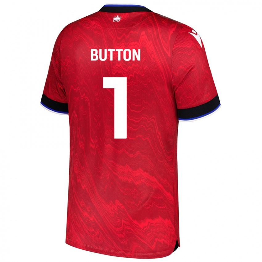 Niño Camiseta David Button #1 Rojo Negro 2ª Equipación 2024/25 La Camisa Perú