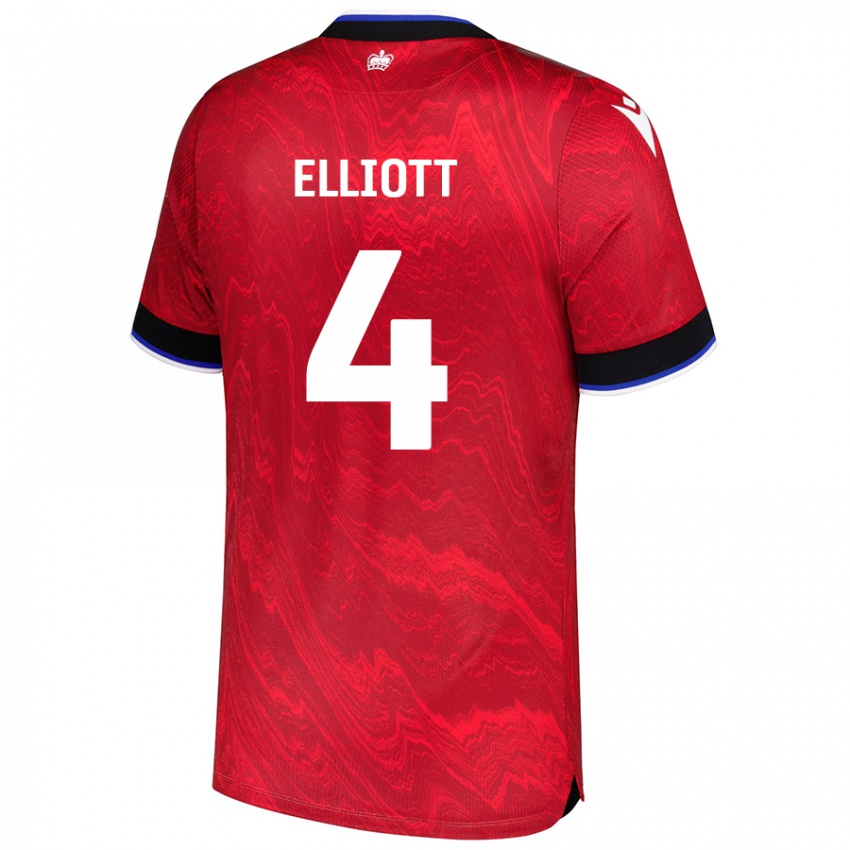 Niño Camiseta Ben Elliott #4 Rojo Negro 2ª Equipación 2024/25 La Camisa Perú