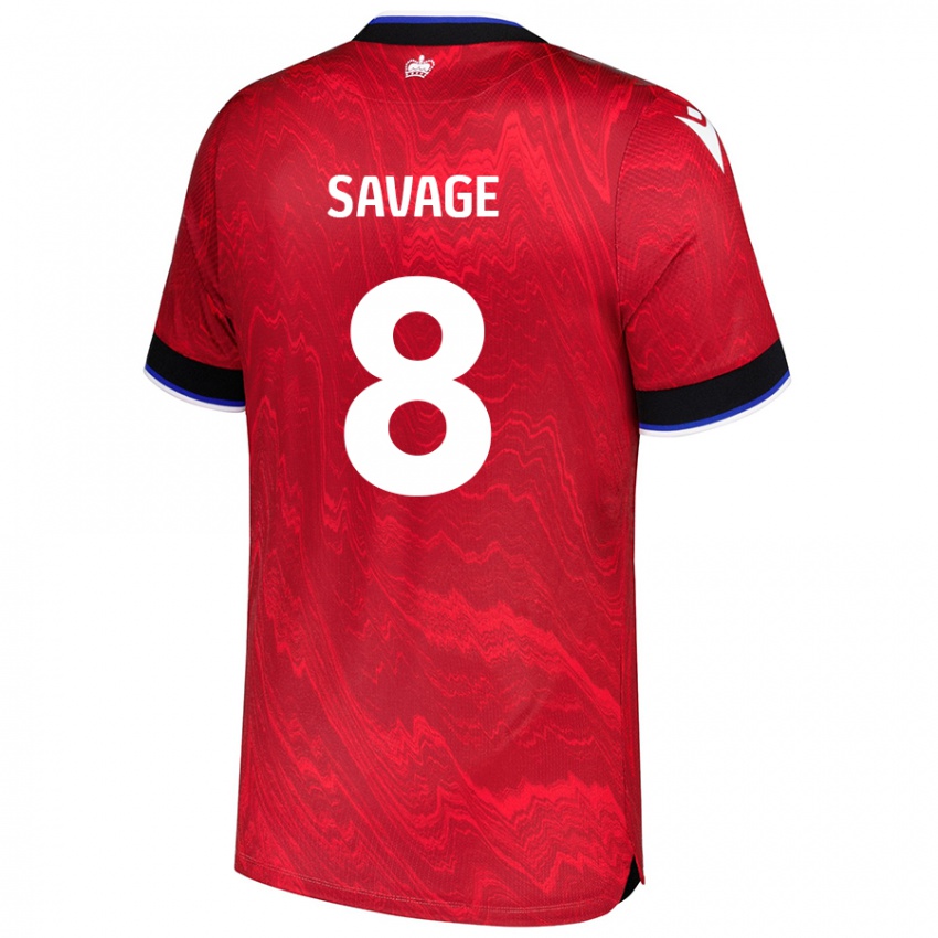 Niño Camiseta Charlie Savage #8 Rojo Negro 2ª Equipación 2024/25 La Camisa Perú