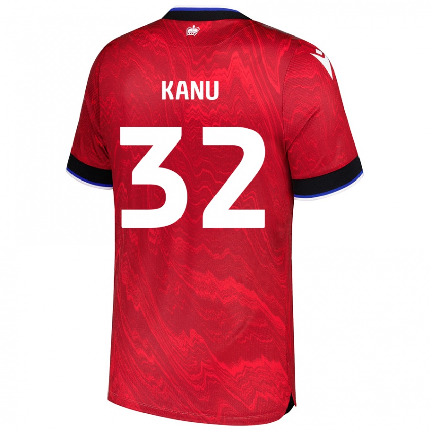 Niño Camiseta Abraham Kanu #32 Rojo Negro 2ª Equipación 2024/25 La Camisa Perú