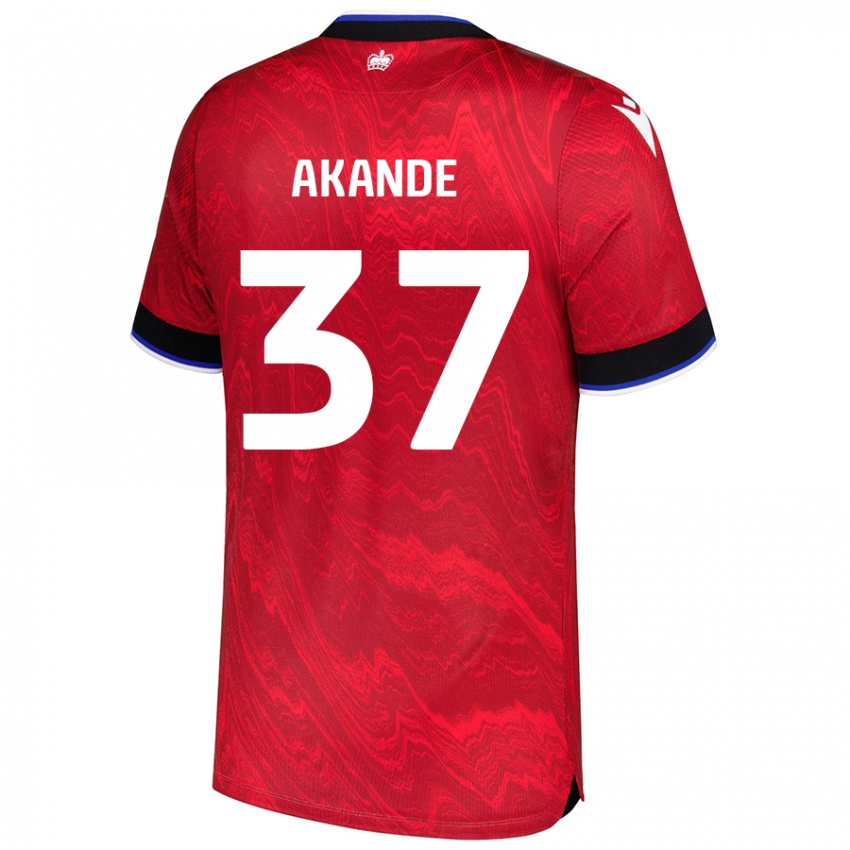 Niño Camiseta Adrian Akande #37 Rojo Negro 2ª Equipación 2024/25 La Camisa Perú