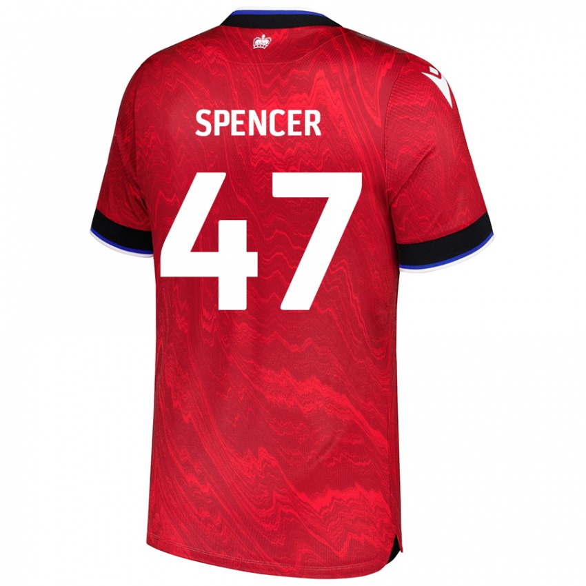 Niño Camiseta Shay Spencer #47 Rojo Negro 2ª Equipación 2024/25 La Camisa Perú