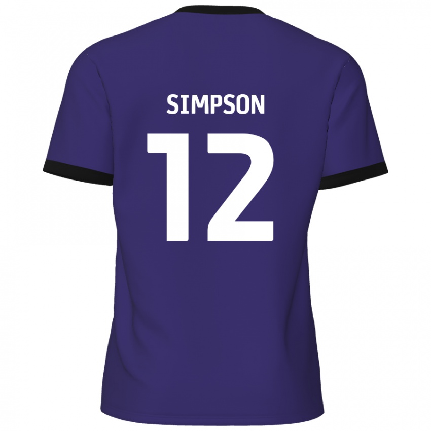 Niño Camiseta Tyreece Simpson #12 Púrpura 2ª Equipación 2024/25 La Camisa Perú