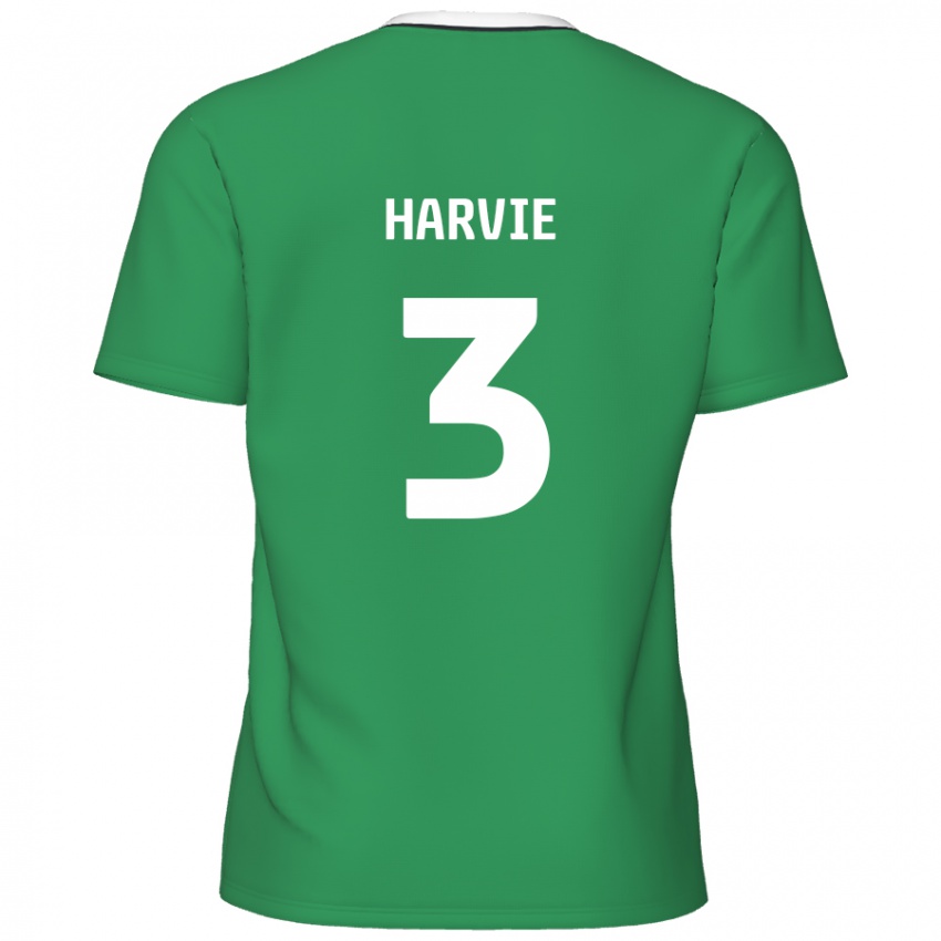 Niño Camiseta Daniel Harvie #3 Verde Rayas Blancas 2ª Equipación 2024/25 La Camisa Perú