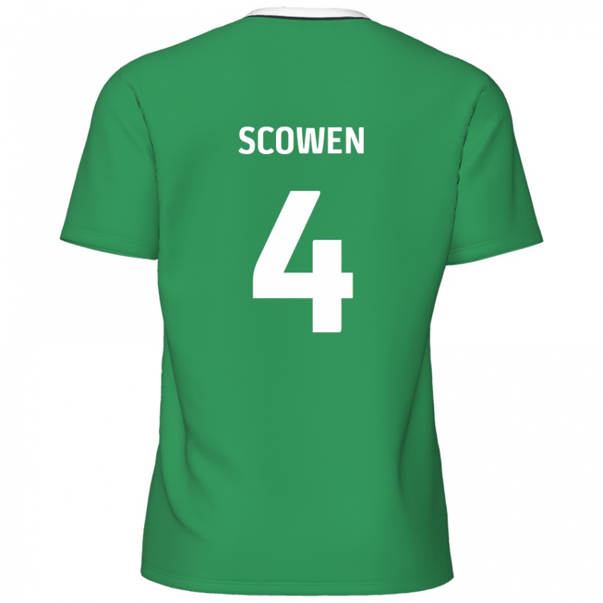 Niño Camiseta Josh Scowen #4 Verde Rayas Blancas 2ª Equipación 2024/25 La Camisa Perú