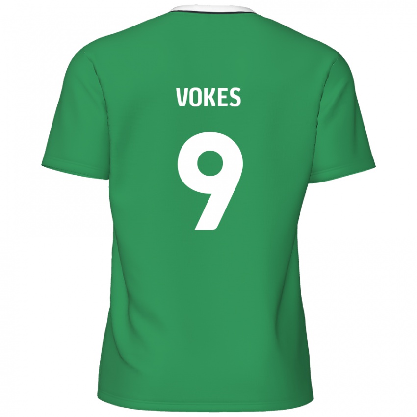 Niño Camiseta Sam Vokes #9 Verde Rayas Blancas 2ª Equipación 2024/25 La Camisa Perú