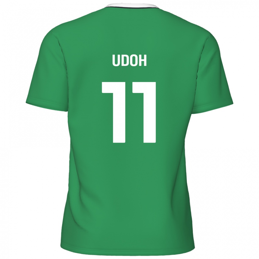 Niño Camiseta Daniel Udoh #11 Verde Rayas Blancas 2ª Equipación 2024/25 La Camisa Perú