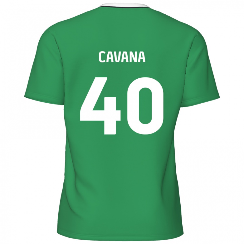 Niño Camiseta Max Cavana #40 Verde Rayas Blancas 2ª Equipación 2024/25 La Camisa Perú