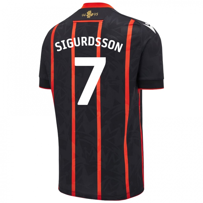 Niño Camiseta Arnór Sigurdsson #7 Negro Rojo 2ª Equipación 2024/25 La Camisa Perú