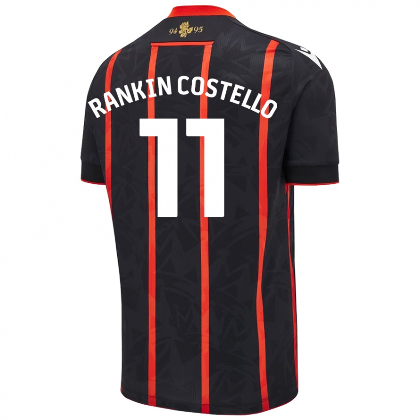 Niño Camiseta Joe Rankin-Costello #11 Negro Rojo 2ª Equipación 2024/25 La Camisa Perú