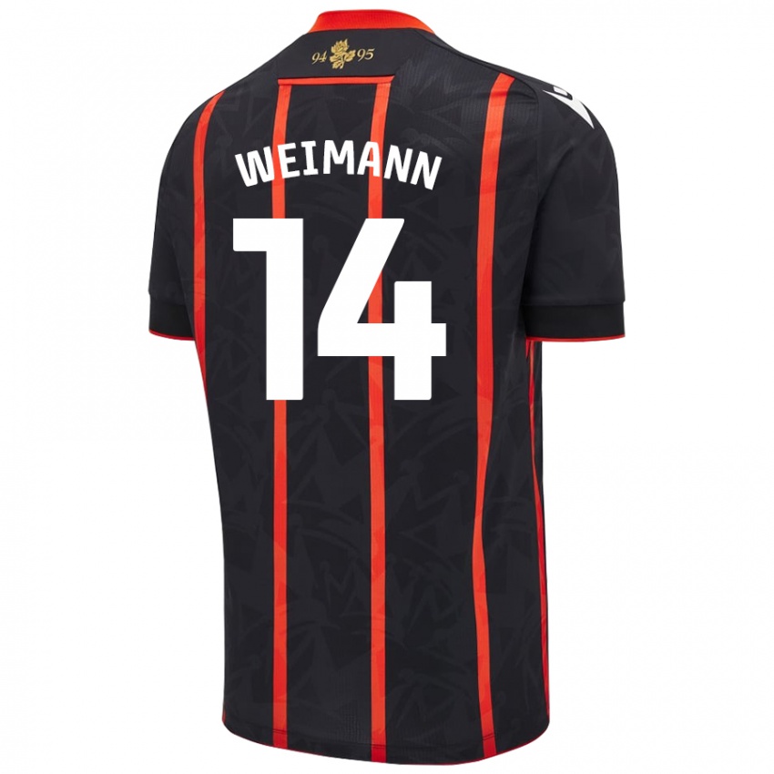 Niño Camiseta Andreas Weimann #14 Negro Rojo 2ª Equipación 2024/25 La Camisa Perú