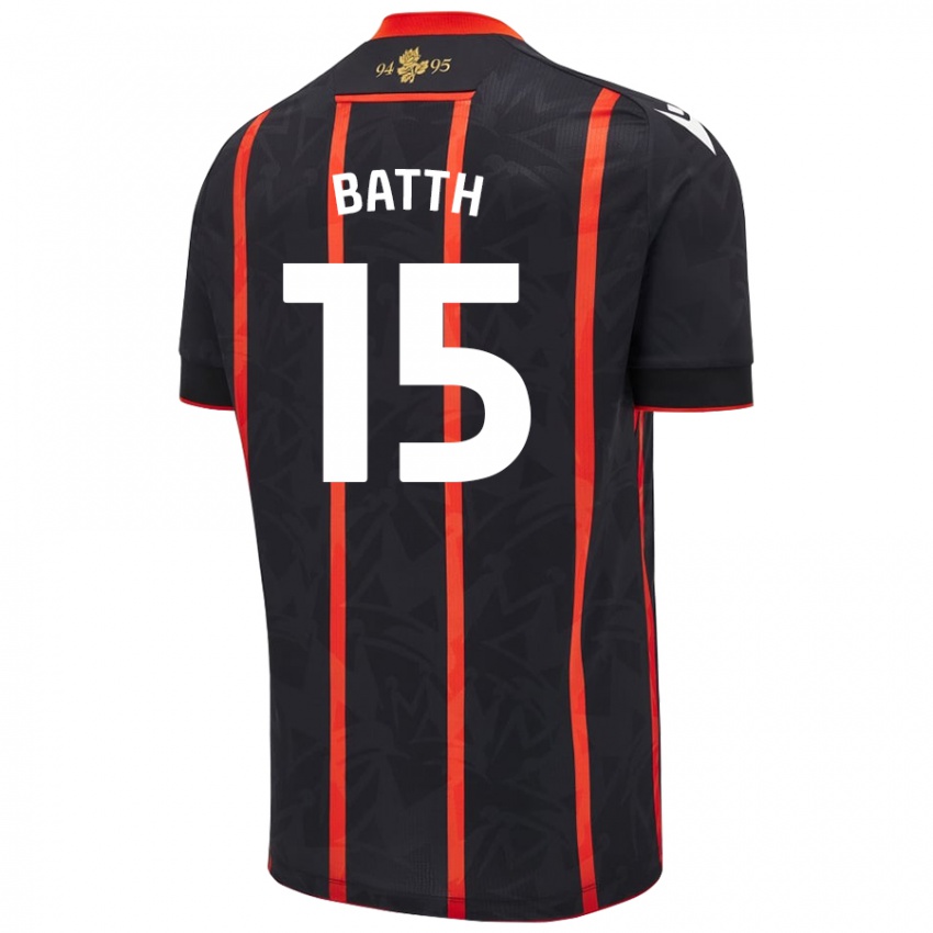 Niño Camiseta Danny Batth #15 Negro Rojo 2ª Equipación 2024/25 La Camisa Perú