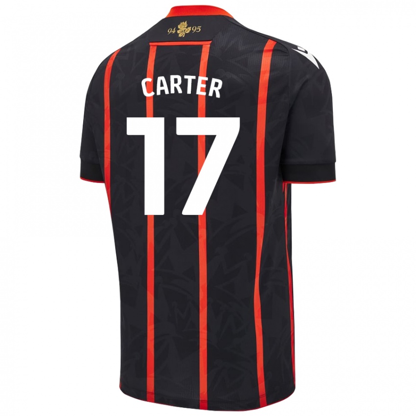 Niño Camiseta Hayden Carter #17 Negro Rojo 2ª Equipación 2024/25 La Camisa Perú