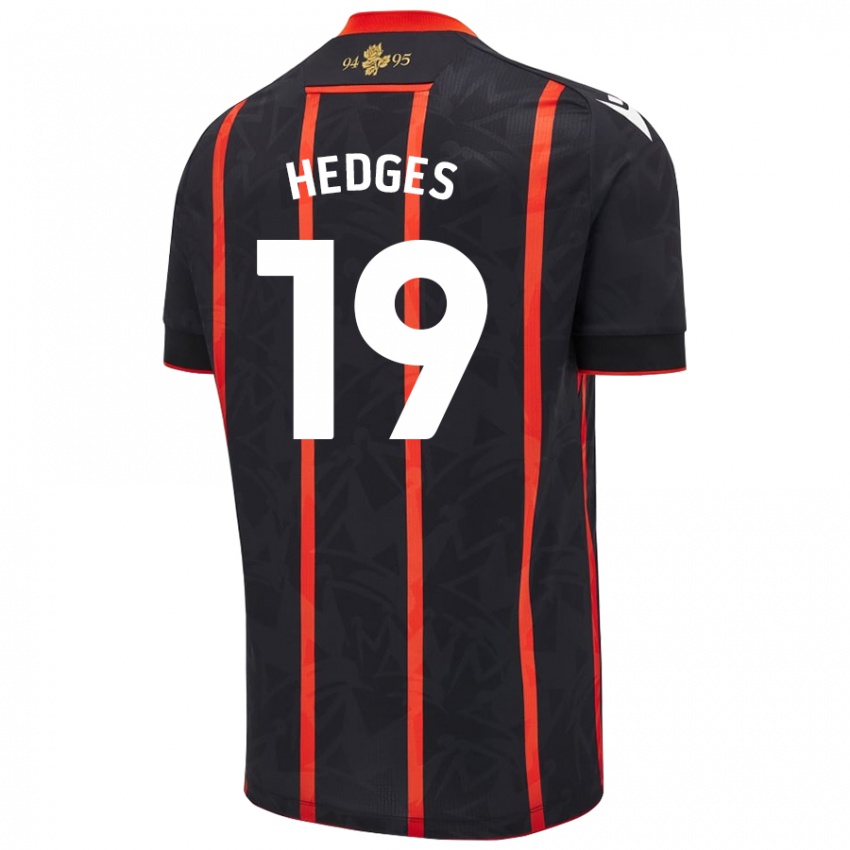 Niño Camiseta Ryan Hedges #19 Negro Rojo 2ª Equipación 2024/25 La Camisa Perú